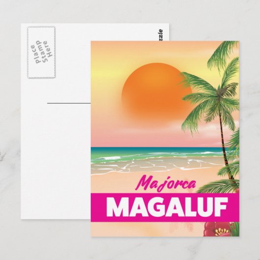Treinreisposter Magaluf Majorca Briefkaart (Voorkant / Achterkant)