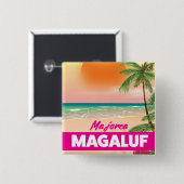 Treinreisposter Magaluf Majorca Vierkante Button 5,1 Cm (Voorkant /achterkant)