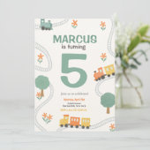 Treinreizen Railroad Kids Verjaardagsfeest Kaart (Staand voorkant)