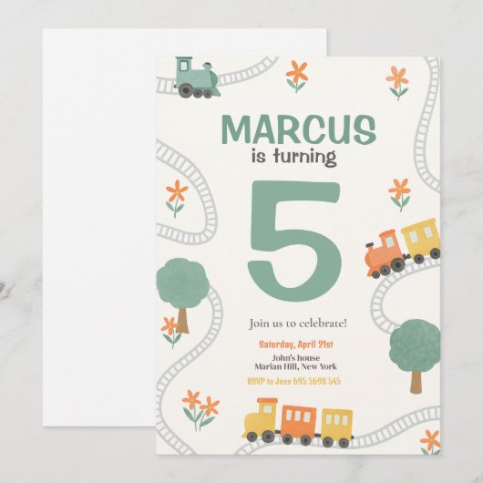 Treinreizen Railroad Kids Verjaardagsfeest Kaart (Voorkant / Achterkant)