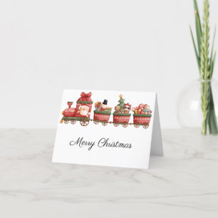 Treinrit met Kerstman en vrienden Feestdagen Kaart