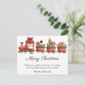 Treinrit met Kerstman en vrienden Feestdagenkaart (Staand voorkant)