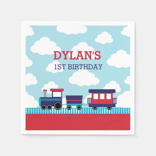 Treinservetten (Navy & Red) - Jongens Kinderen Ver Servet (Voorkant)