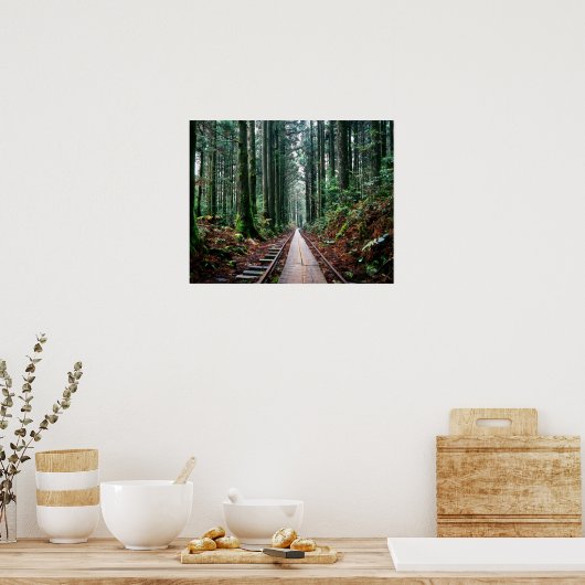 Treinsporen in het bos poster (Keuken)
