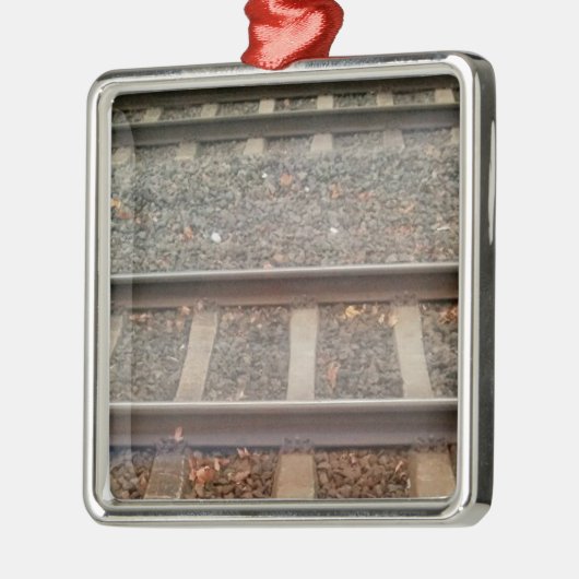 Treinsporen, spoorweg metalen ornament (Links)