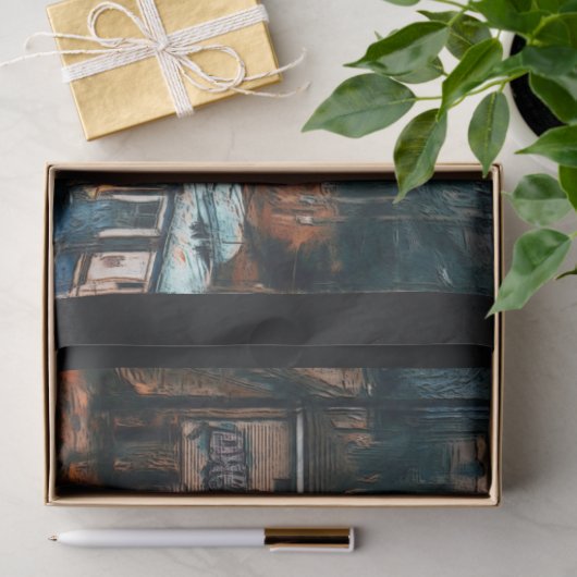 treinstation 20x30-decoupage tissuepapier (Geschenk)