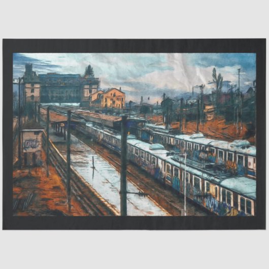 treinstation 20x30-decoupage tissuepapier (Voorkant)
