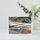 Treinstation afbeelding voor briefkaart (Staand voorkant)