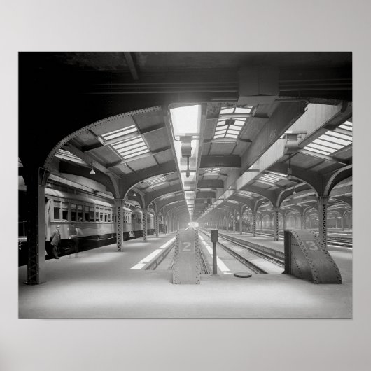 Treinstation Chicago, 1920. Antieke Spoorweg Poster (Voorkant)