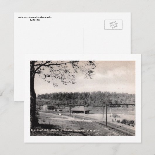 Treinstation, Denville, NJ Vintage Briefkaart (Voorkant / Achterkant)