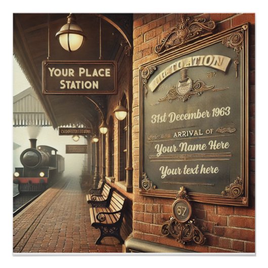 treinstation Glossy Poster (Voorkant)