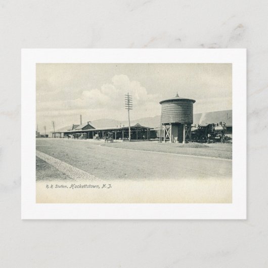 Treinstation, Hackettstown NJ 1906 Vintage Briefkaart (Voorkant)