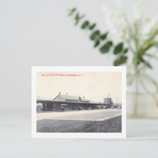 Treinstation, Hackettstown, NJ 1908 Vintage Briefkaart (Staand voorkant)