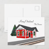 Treinstation Kerstmis Vakantie Feestdagenkaart (Voorkant / Achterkant)