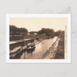 Treinstation, Lake Hopatcong, Vintage van New Jers Briefkaart