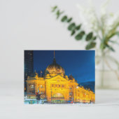 Treinstation Melbourne 's nachts Briefkaart (Staand voorkant)