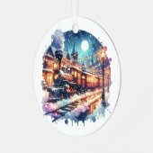  treinstation met kerst gepersonaliseerd metalen ornament (Voorkant links)