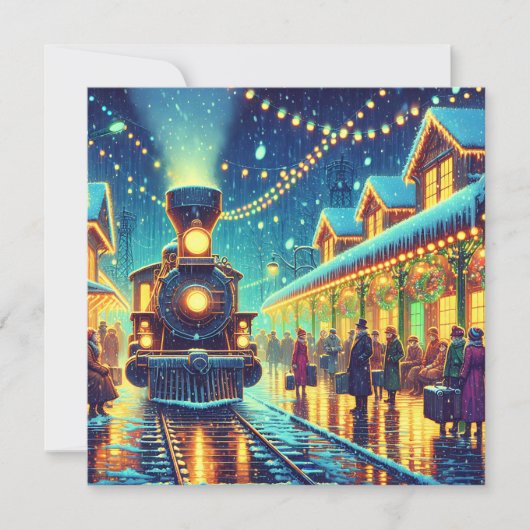  treinstation op kerstavond personaliseren (Voorkant)