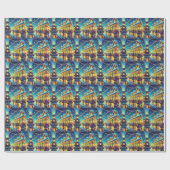 treinstation op kerstavond Snowy Night Cadeaupapier (Vlak)