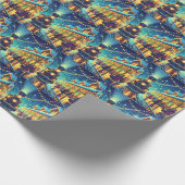 treinstation op kerstavond Snowy Night Cadeaupapier (Hoek)