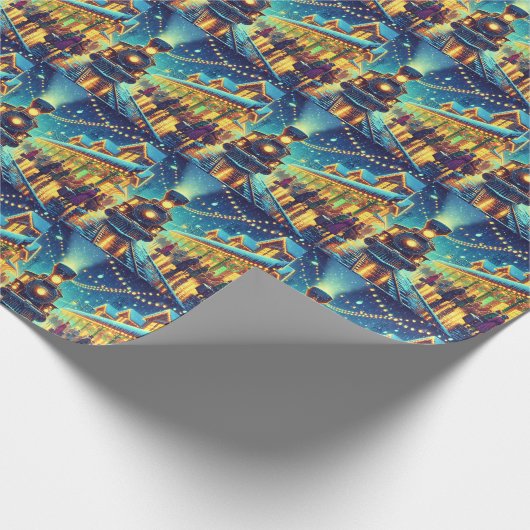  treinstation op kerstavond Snowy Night Cadeaupapier (Hoek)