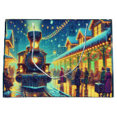  treinstation op kerstavond Snowy Night Groot Cadeauzakje (Voorkant)