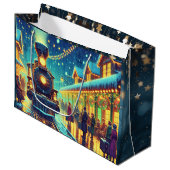  treinstation op kerstavond Snowy Night Groot Cadeauzakje (Voorkant Gekanteld)