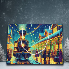  treinstation op kerstavond Snowy Night Groot Cadeauzakje