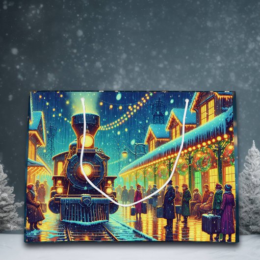  treinstation op kerstavond Snowy Night Groot Cadeauzakje