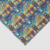  treinstation op kerstavond Snowy Night Tissuepapier (Detail)