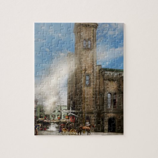 Treinstation - Pas op voor de trein 1910 Legpuzzel (Verticaal)