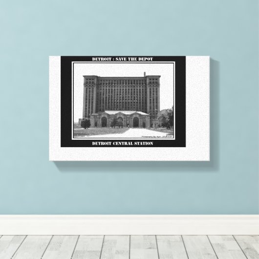 Treinstation van Detroit Canvas Afdruk (Insitu (Houten vloer))