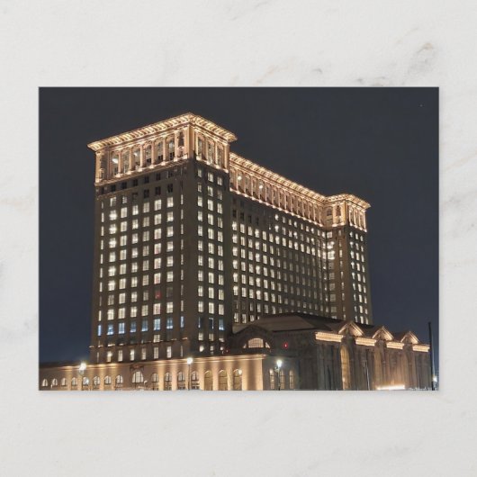 Treinstation van Detroit 's nachts Briefkaart (Voorkant)