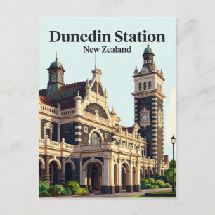 Treinstation van Dunedin Nieuw-Zeeland Briefkaart