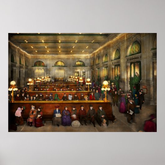 Treinstation - Wachten in Grand Central 1904 Poster (Voorkant)