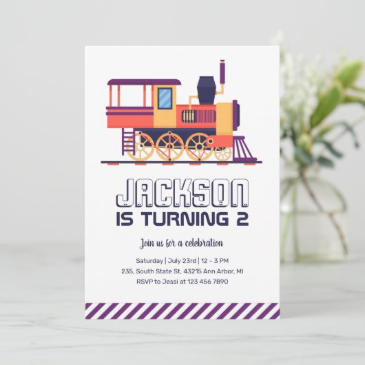 treinstel en kleurrijke jongens van zaterdag kaart (Staand voorkant)