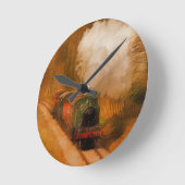 Treinstoomboardkunst voor treinlovers ronde klok (Hoek)