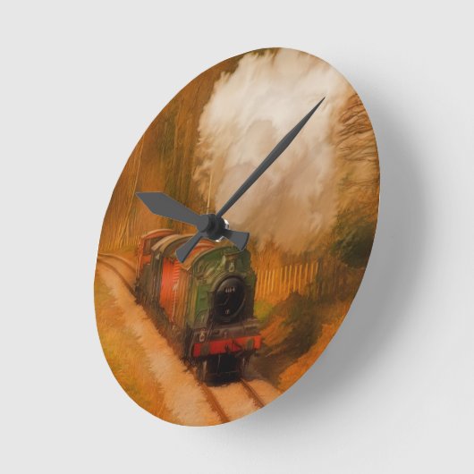 Treinstoomboardkunst voor treinlovers ronde klok (Hoek)