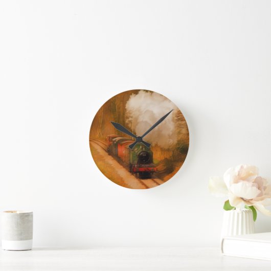 Treinstoomboardkunst voor treinlovers ronde klok (Huis)