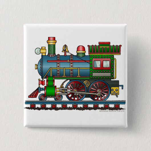 Treinstoomengine Choo Choo Pins Vierkante Button 5,1 Cm (Voorkant)