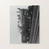 treinstroomrails volgen zwart wit legpuzzel (Verticaal)