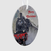  treinstuif locomotief met kerstmis ornament (voorkant)