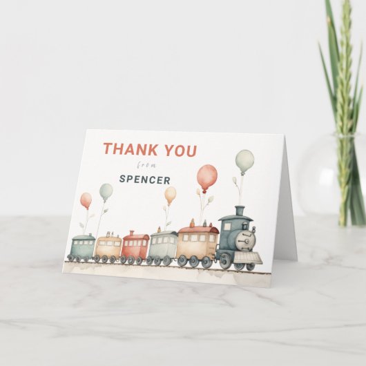 Treinthema Vouwen Verjaardagskaart Bedankt (Voorkant)