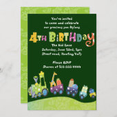 Treintrein 4e verjaardag Fijne vierde uitnodiging (Voorkant / Achterkant)