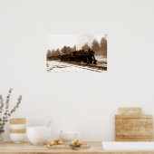 Treintrein in Snowy Winter Scene Poster (Keuken)