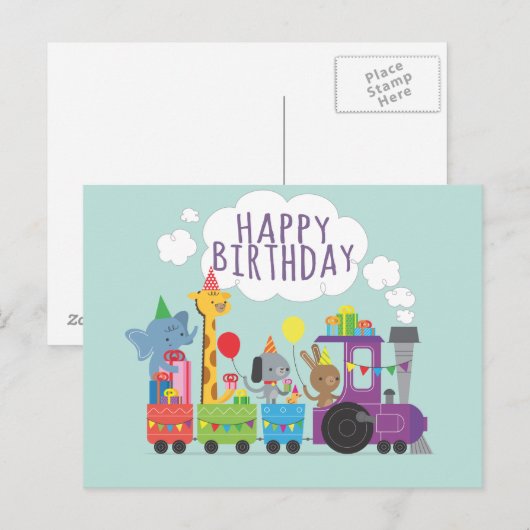 Treintrein leuke dierentuin briefkaart (Voorkant / Achterkant)