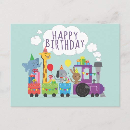 Treintrein leuke dierentuin briefkaart (Voorkant)