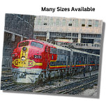 Treintrein Santa Fe Diesel-locomotief Legpuzzel<br><div class="desc">Santa Fe Red Yellow Warbonnet Diesel Loco op het station Train Puzzle - zie mijn winkel voor meer geweldige treinen</div>