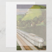  treinvakantie, locomotief in het land briefpapier (Voorkant / Achterkant)