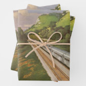  treinvakantie, locomotief in het land inpakpapier vel (In situ)